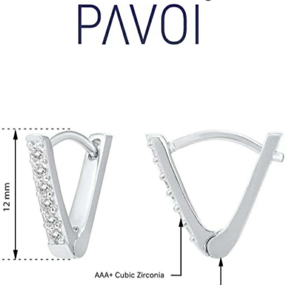 14K White Gold Plated Huggie Earrings